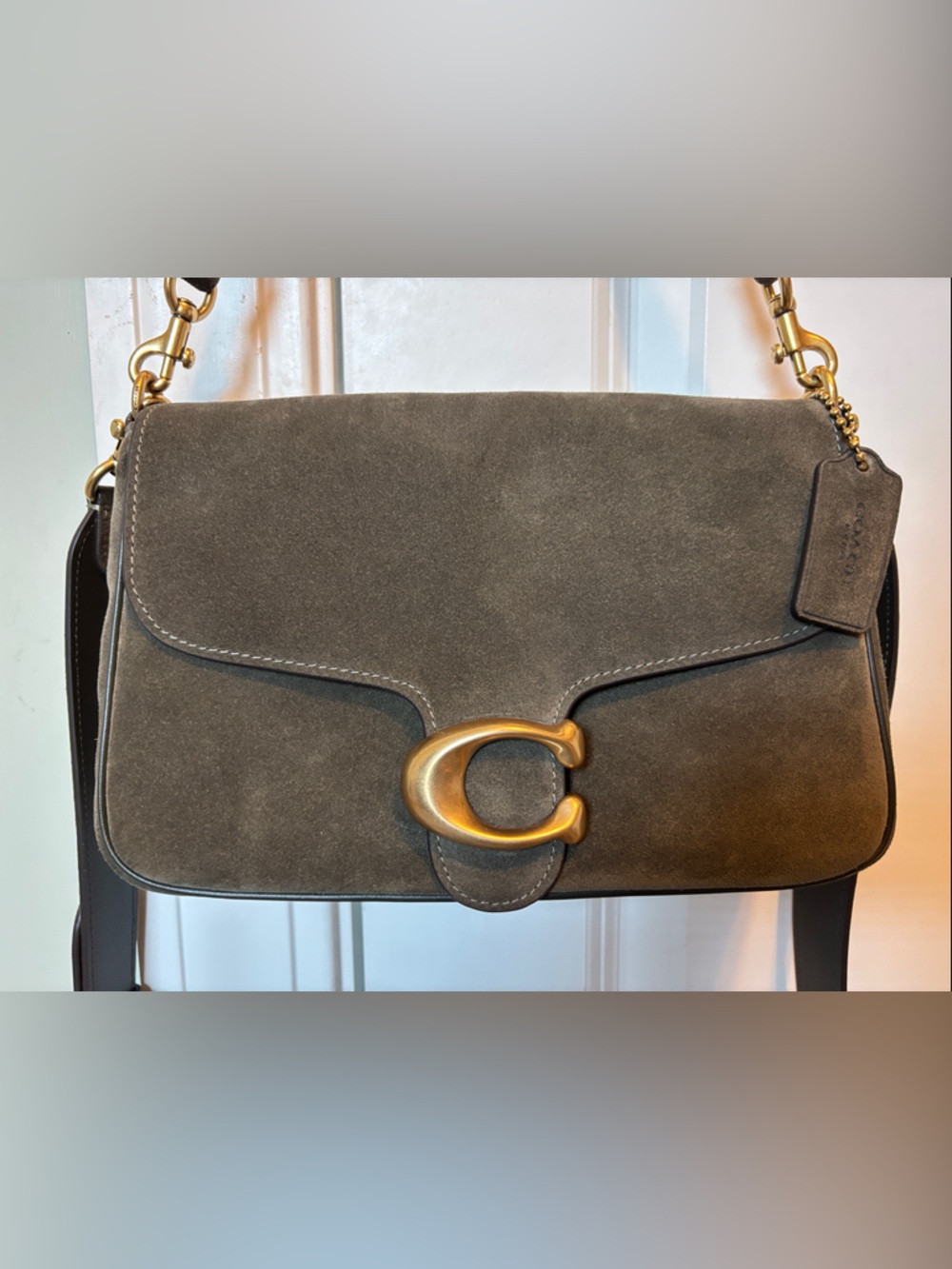 Coach Soft Tabby Olive Suede Shoulder Bag - Picture 3 of 15